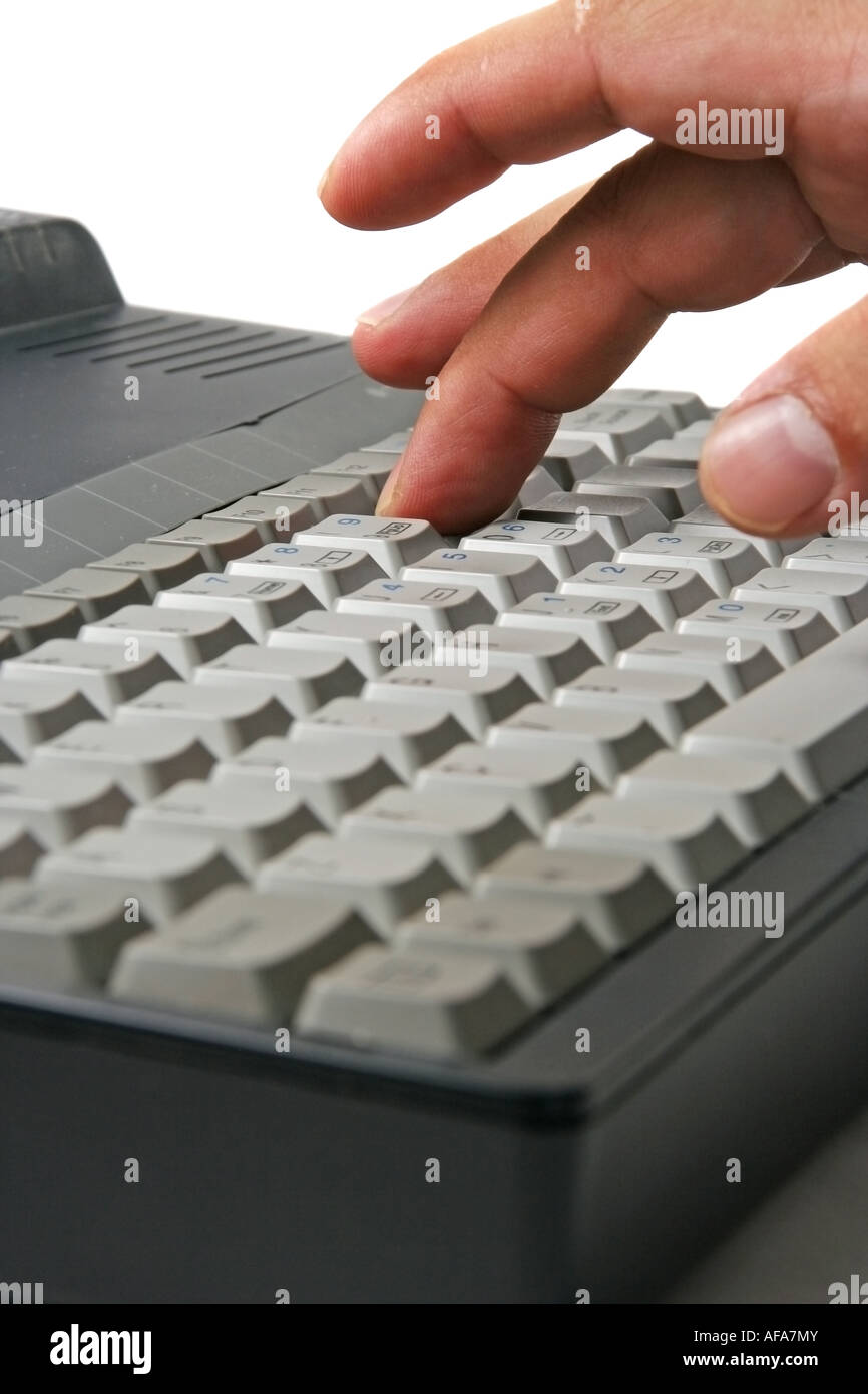 Finger schieben Laptop-Tastaturen Stockfoto