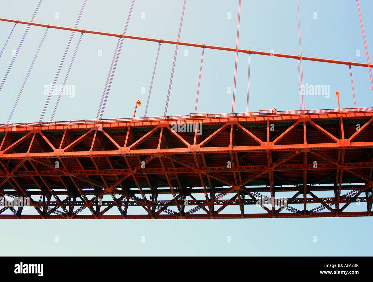 Blick von unten auf die Golden Gate Bridge verbinden Kalifornien San Francisco mit Marin County in Kalifornien Stockfoto