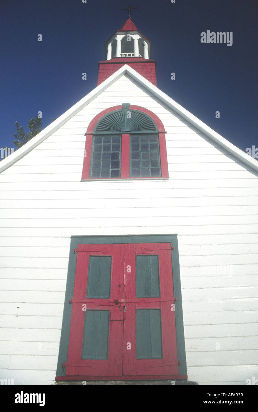 In Tadoussec, Quebec die älteste Holzkirche in Nordamerika wurde im Jahre 1747 errichtet und ist heute eine viel besuchte Sehenswürdigkeit Stockfoto