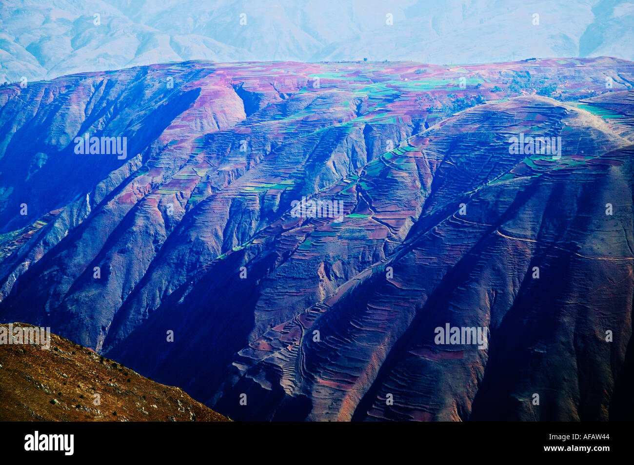 Landschaft von Berg Textur mit Ackerland Yunnan China Stockfoto
