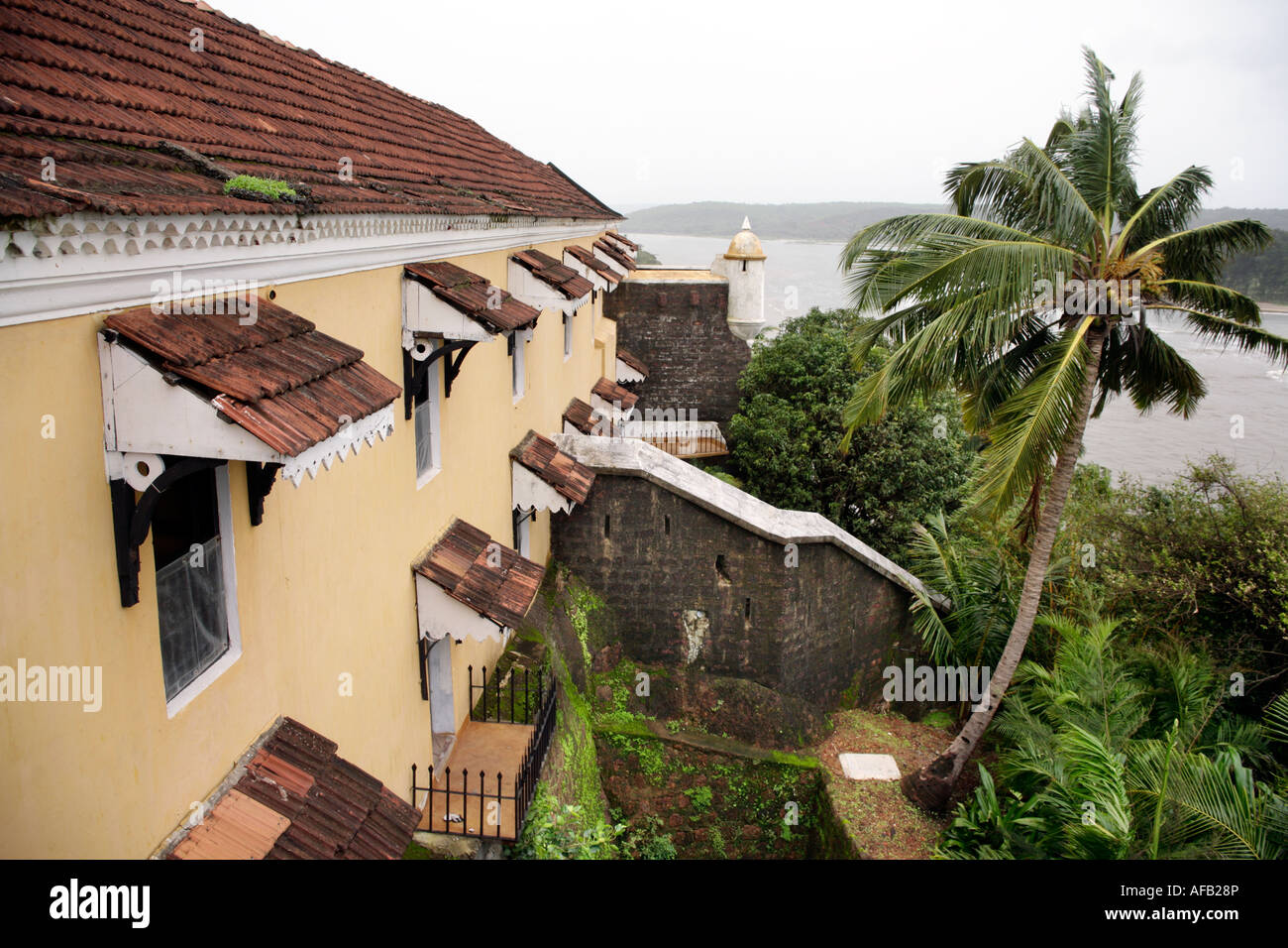 Details des 16. Jahrhundert portugiesische Tiracol Fort heute eines gehobenen Luxushotels der Erbe die meisten Nordecke des Goa Pernem dist Stockfoto