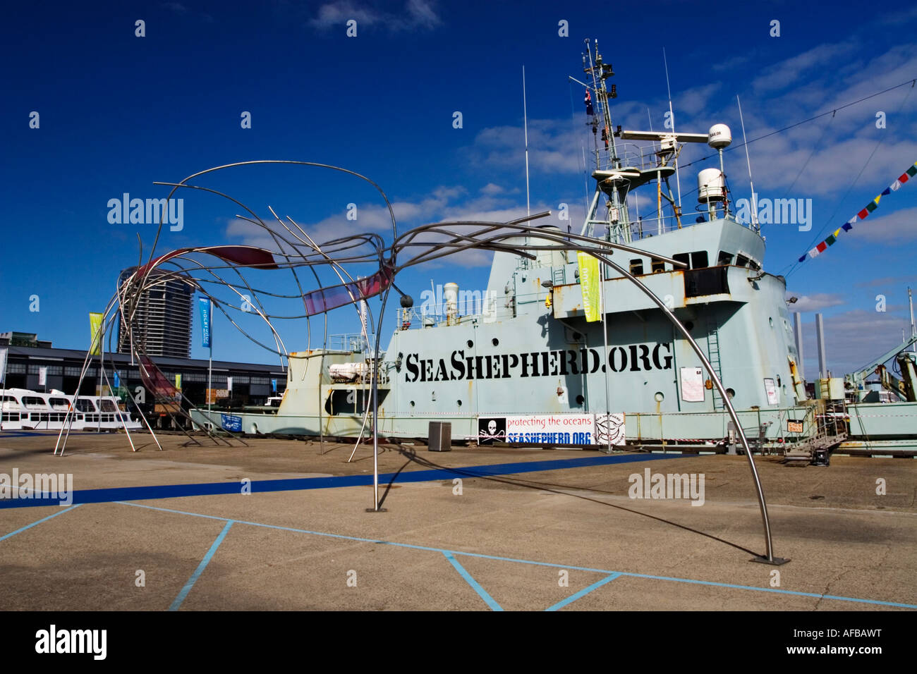 Versand / Schiff. Das Schiff "Robert Hunter" in "Melbourne Docklands" Victoria Australien festgemacht. Stockfoto