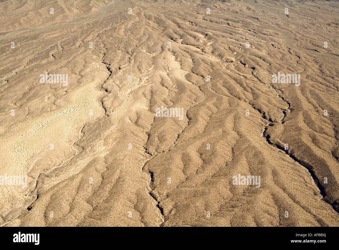 Luftaufnahme der Flusserosion. Mojave-Wüste. Nevada - Arizona Staaten von Amerika. USA Stockfoto