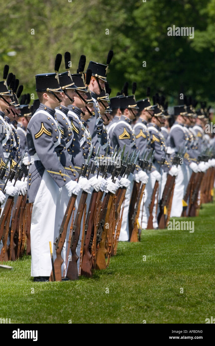 Kadetten Marsch auf The Plain jährlichen Alumni Beitrag United States Military Academy in West Point Hudson Valley New York Stockfoto