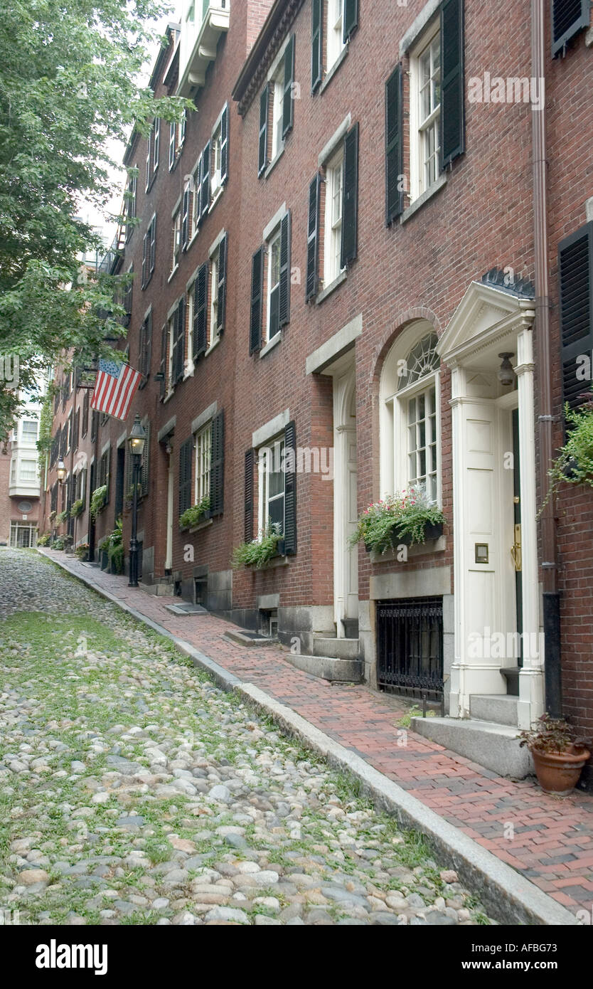 Eichel-Straße auf die sehr exklusive Beacon Hill in Boston, Massachusetts Stockfoto