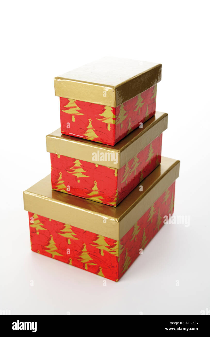 Weihnachts-Geschenk-Boxen mit separaten Deckel Stockfoto