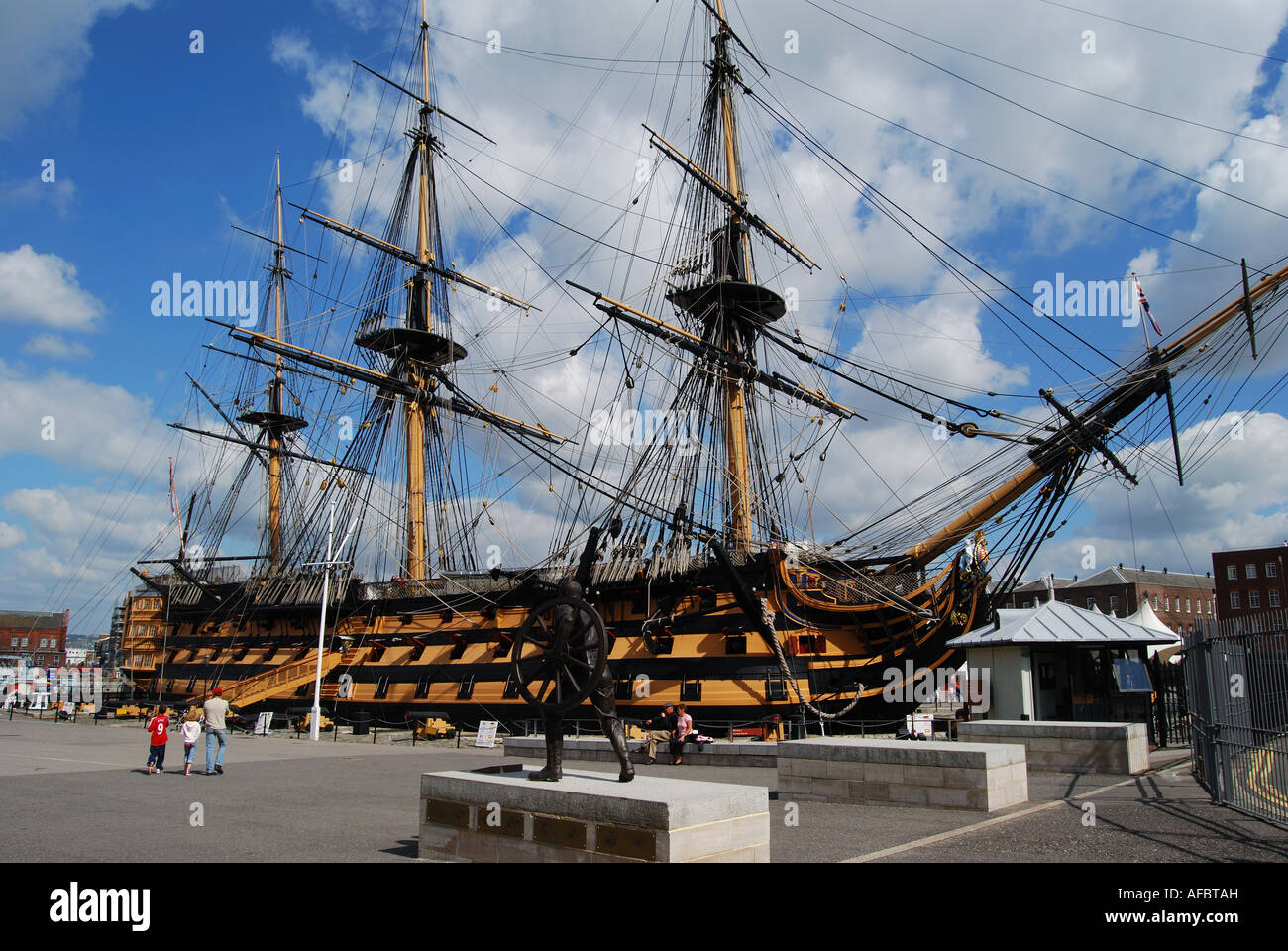 Berühmten Flaggschiff Nelsons HMS Victory, Historic Dockyard, Portsmouth, Hampshire, England, Vereinigtes Königreich Stockfoto