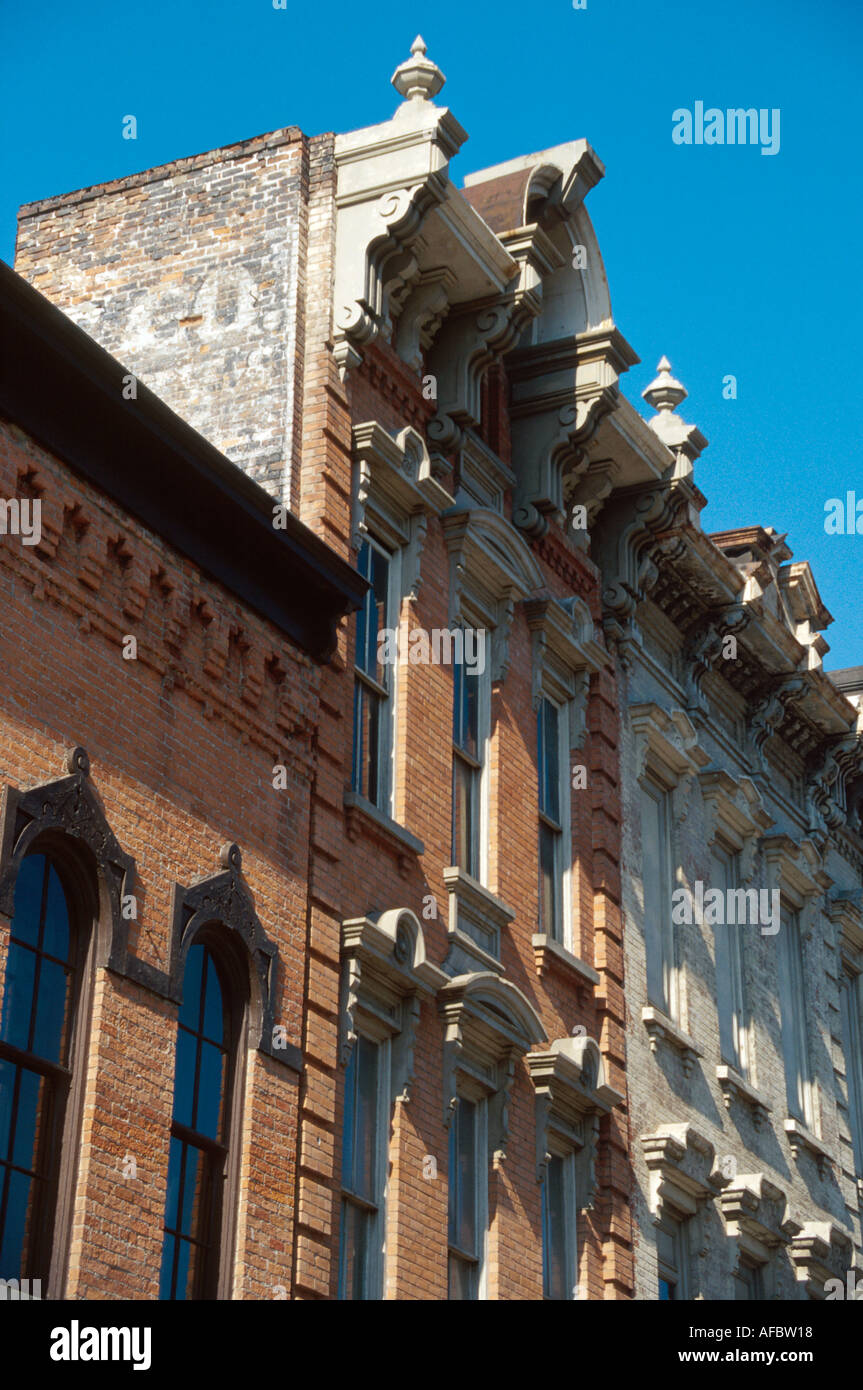 Toledo Ohio, Monroe Street, historische Gebäude, architektonische Details, Fenster, Backstein, OH019 Stockfoto