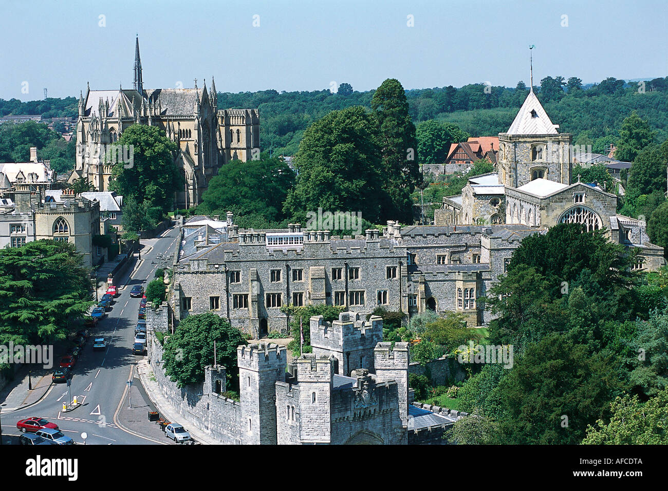 Arundel Kathedrale, Blick von Burg, Arundel West Sussex, England Stockfoto