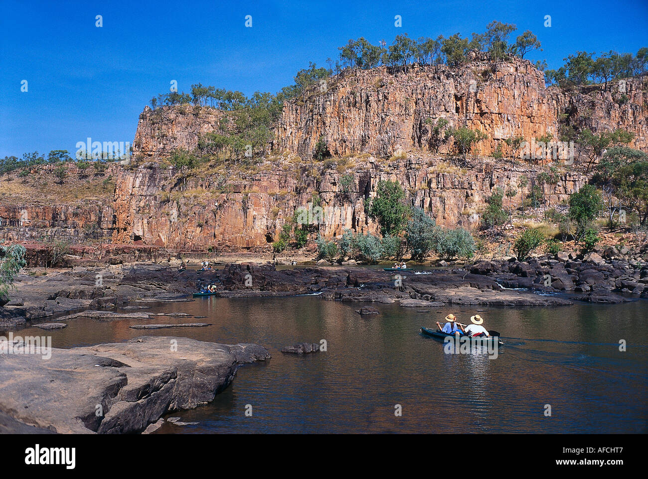 Kanus in der Katherine Gorge, Nitmiluk NP, in der Nähe von Katherine NT, Australien Stockfoto