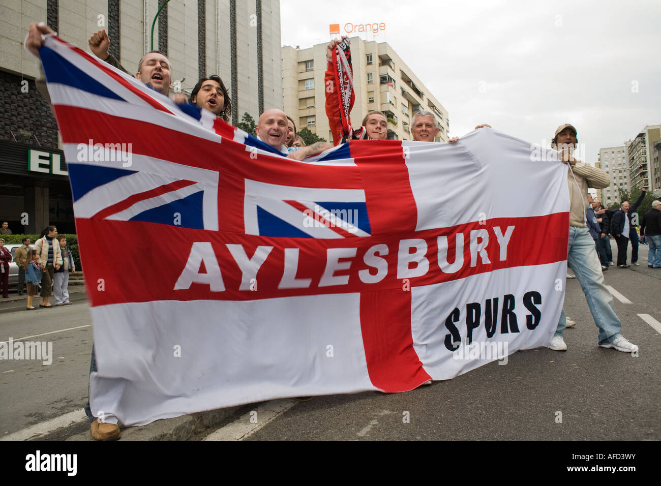 Tottenham-Fans auf Tour, Sevilla, Spanien Stockfoto