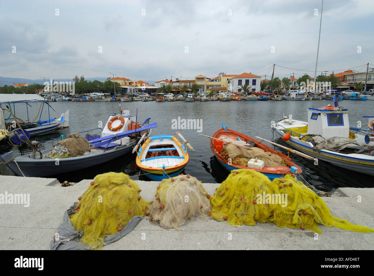 Hafen von Skala Kalloni auf Lesbos in Griechenland Stockfoto