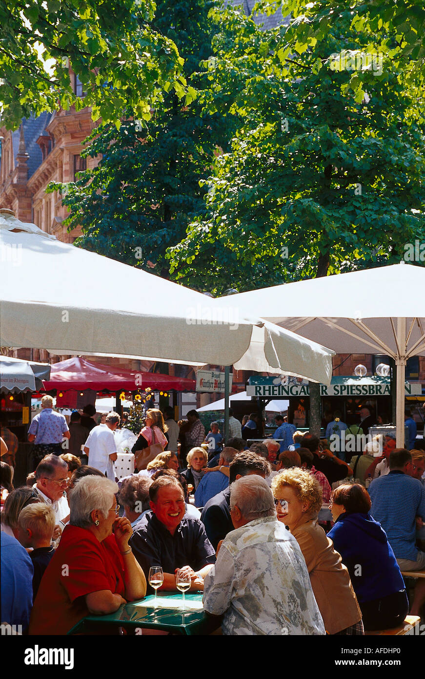 Die längste Theke der Welt, Wein Woche Rheingau-Wiesbaden, Hessen, Deutschland Stockfoto