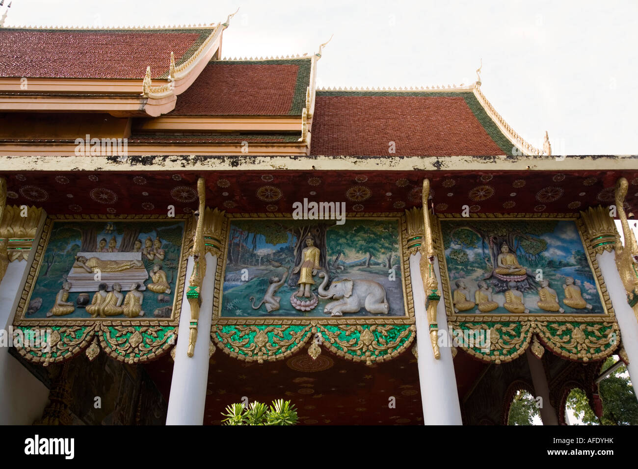 Stuck-Relief am Wat In Paeng, Vientiane, Laos Stockfoto