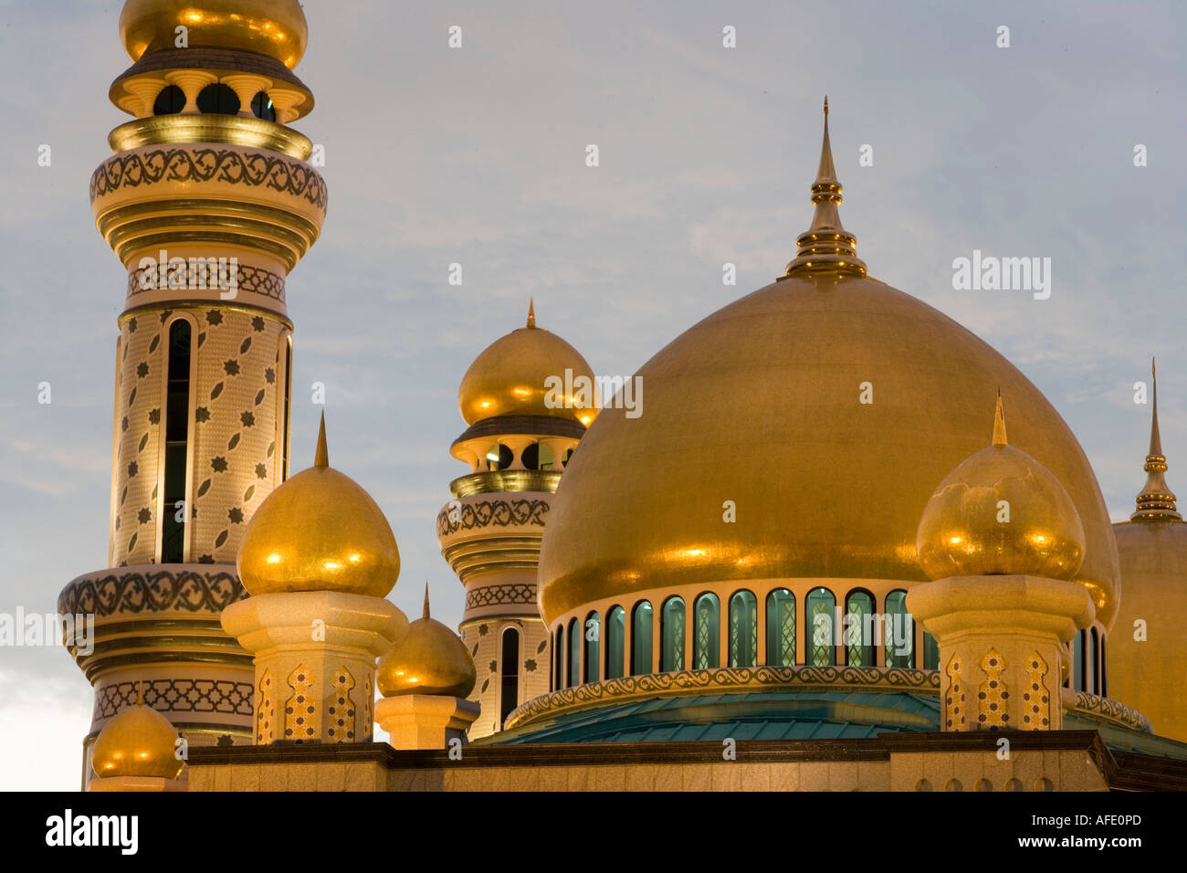 Goldene Moschee Kuppeln, Jame Moschee Hassan Bolkia, Bandar Seri Begawan, Brunei Darussalam, Asien Stockfoto