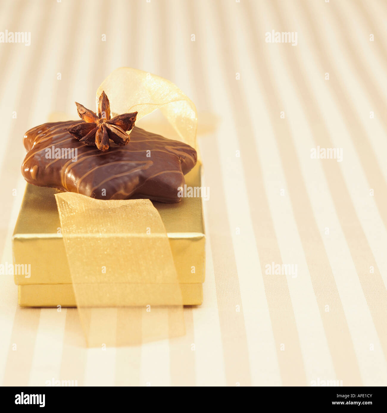 Geschenkbox mit Lebkuchen, Nahaufnahme Stockfoto