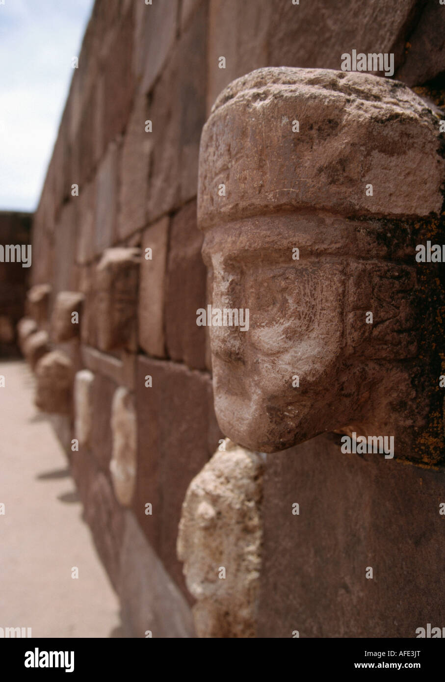 Templete Semisubterraneo - Tiahuanaco, Bolivien Stockfoto