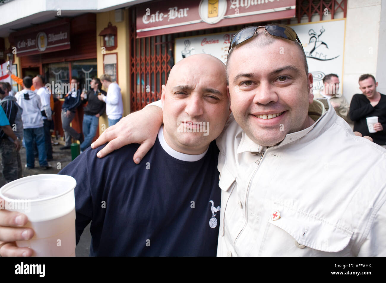 Tottenham-Fans auf Tour, Sevilla, Spanien Stockfoto