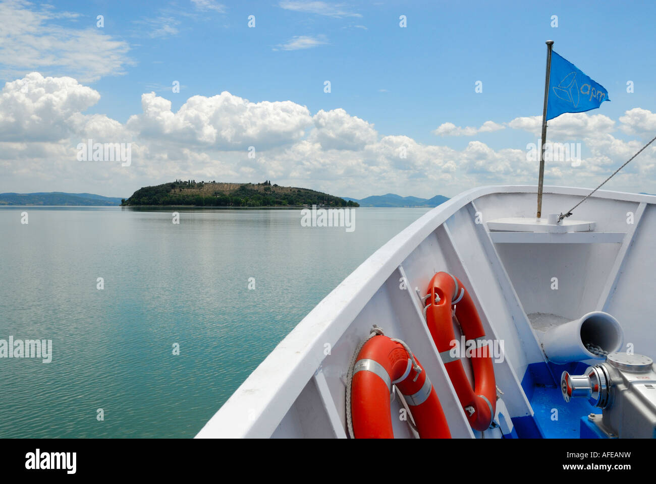 Isola Maggiore aus dem Toursit Boot Stockfoto