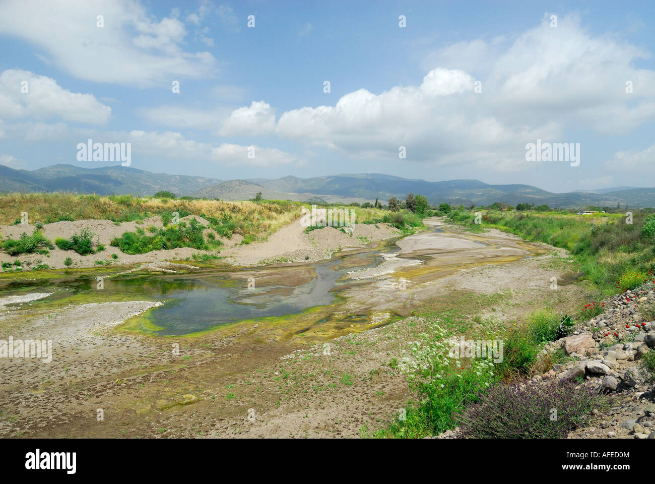 Skala Kalloni Fluss auf Lesbos in Griechenland Stockfoto