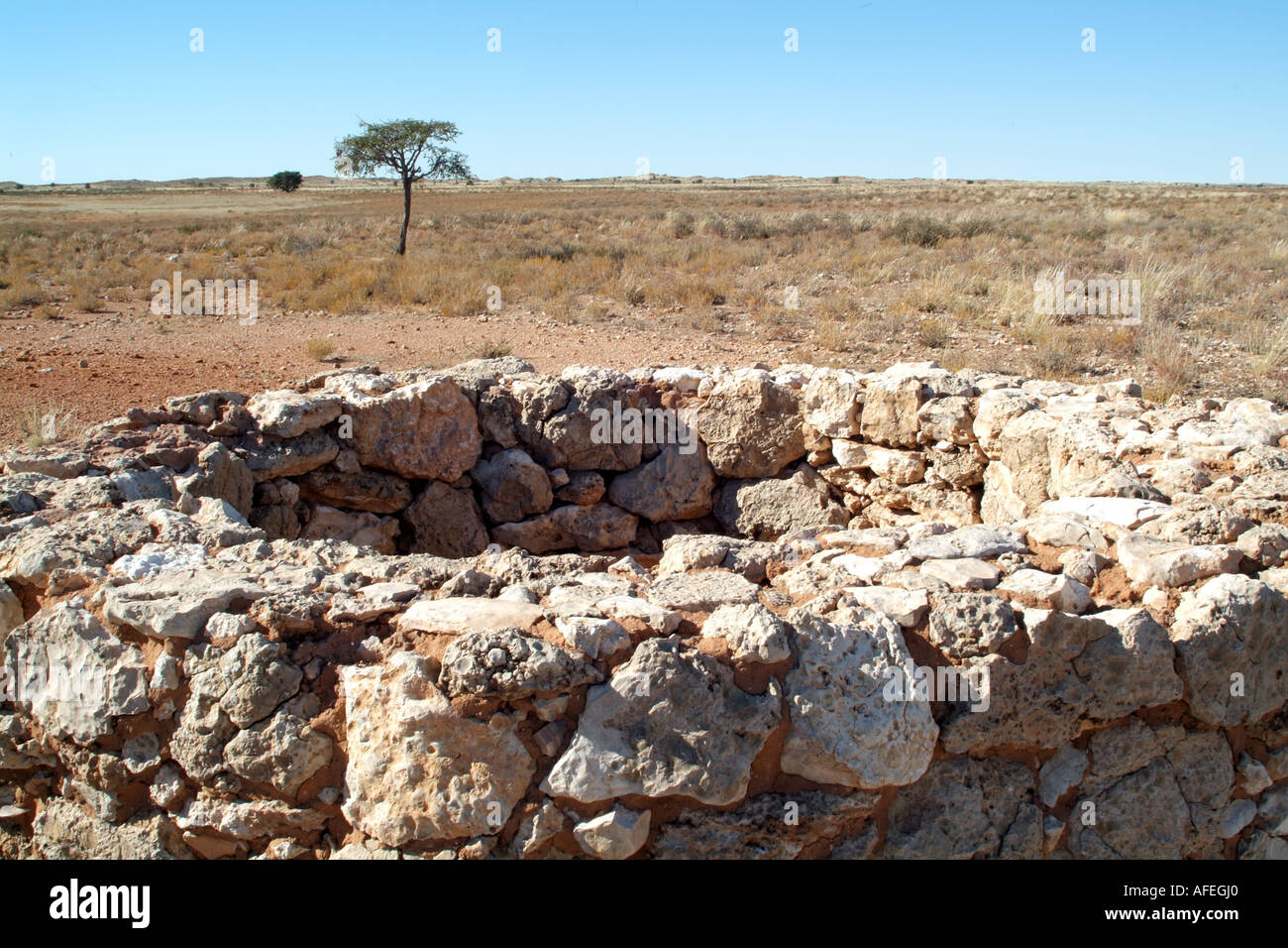 Der Semi ariden Desrt Region der Kalahari Südafrika RSA. Ein alter Brunnen. Stockfoto