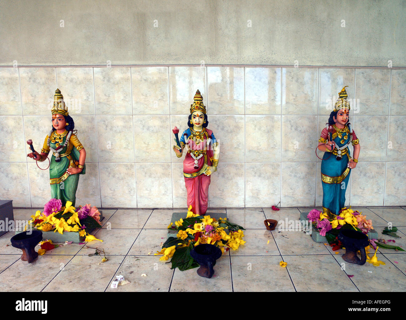 Savanne Region Mauritius Hindu tamilische Tempel Sri Siva Subarmaniya Kovil einige Durgas Töchter Stockfoto
