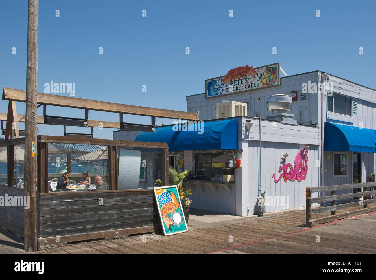 California Central Coast Port San Luis-Café-Restaurant am pier Stockfoto
