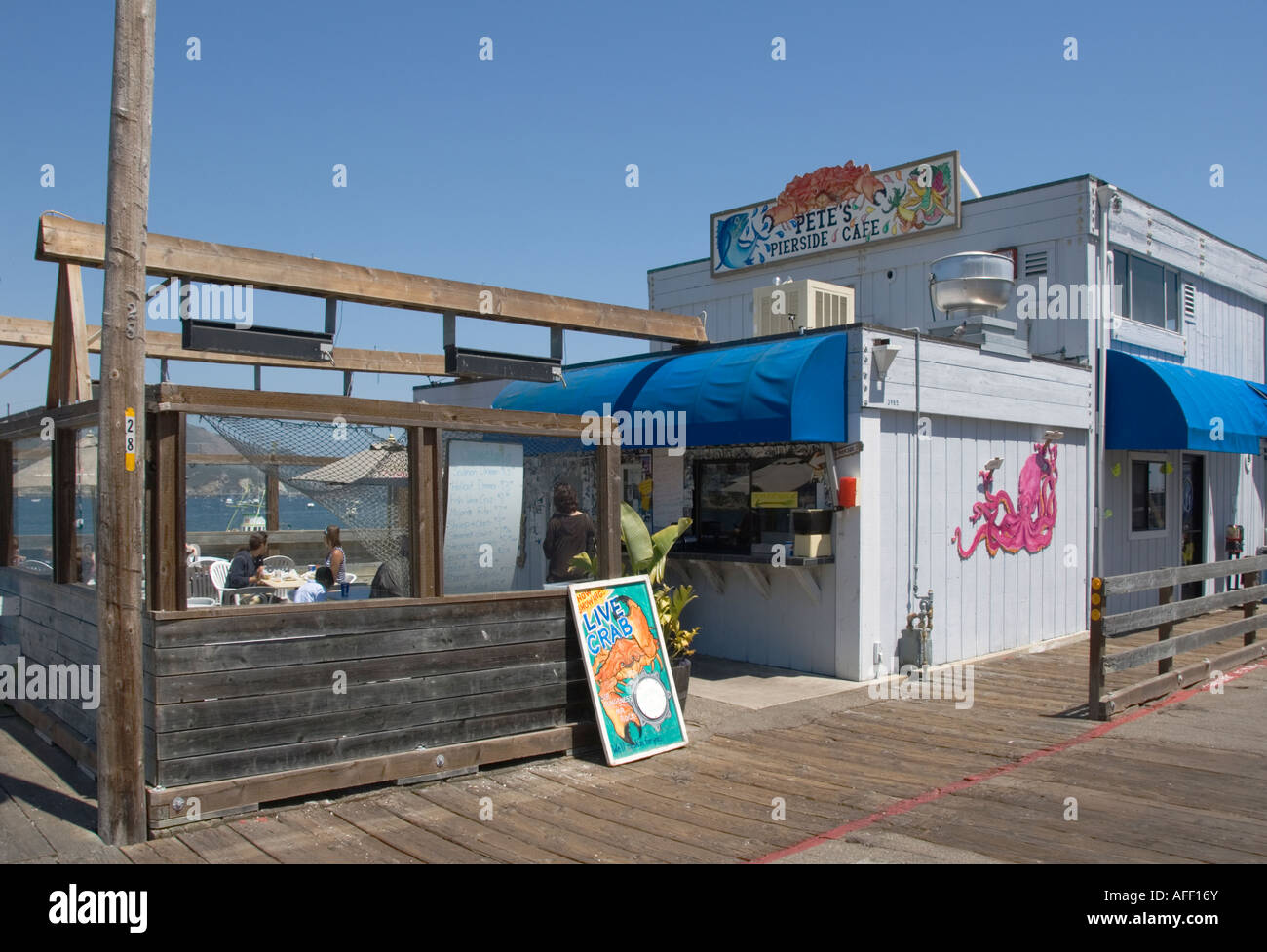 California Central Coast Port San Luis-Café-Restaurant am pier Stockfoto