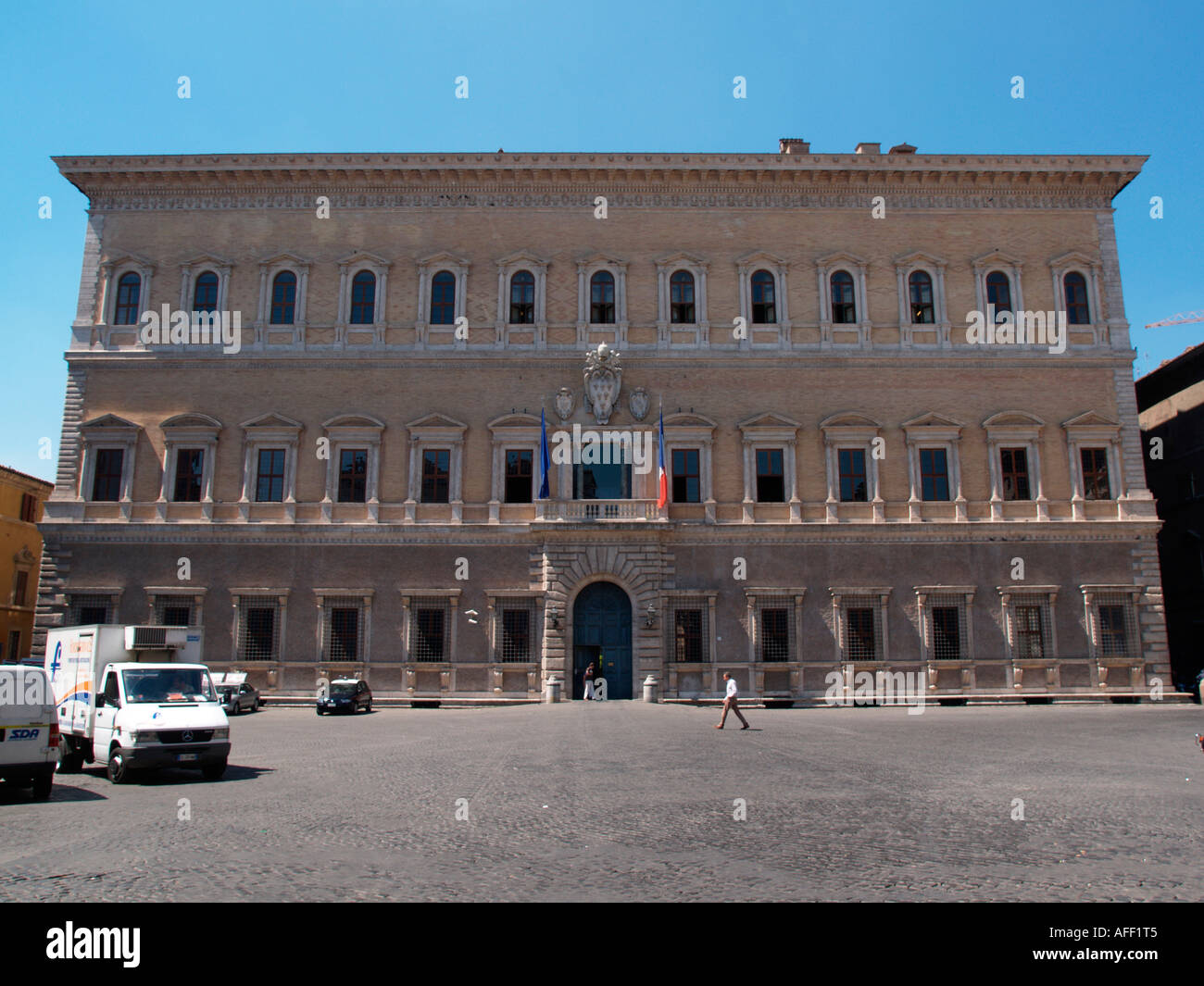 Französische Botschaft Palazzo Farnese Rom Stockfoto