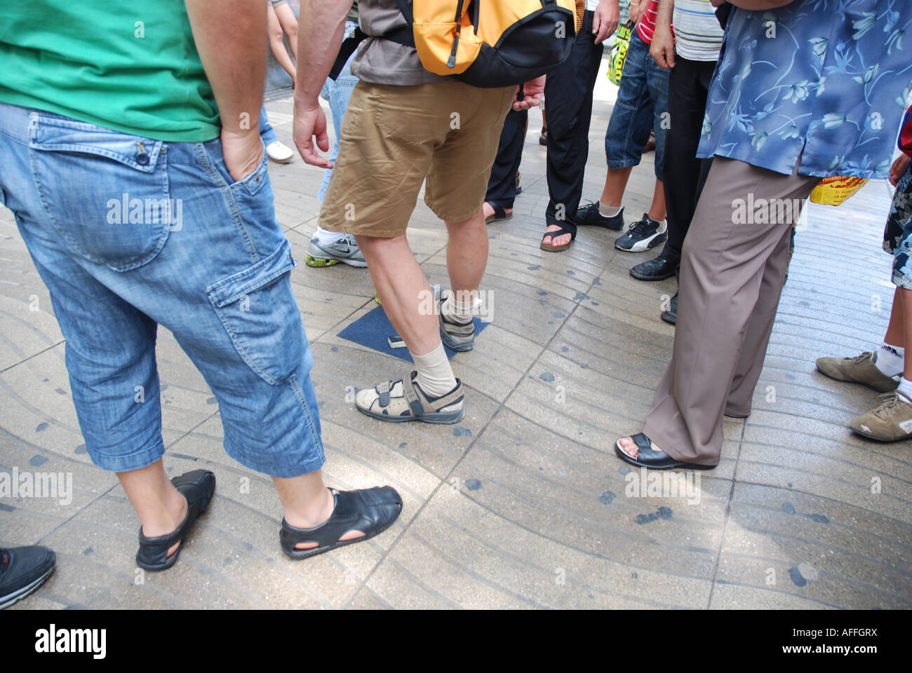 Straßenspiel-Betrug (Hüttenspiel) Ramblas Barcelona Spanien Stockfoto