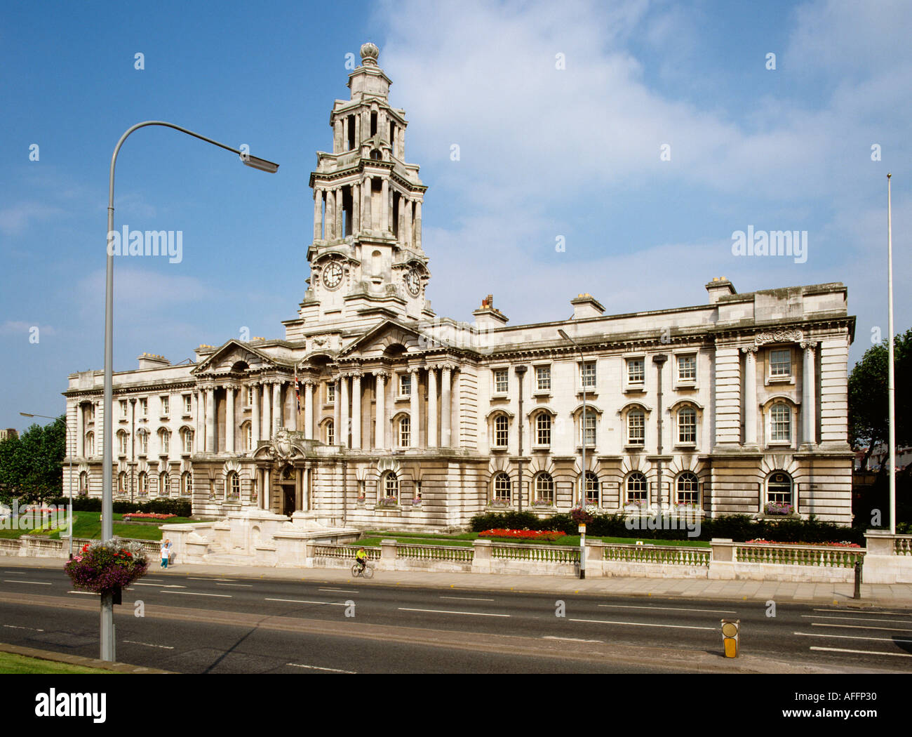 Cheshire Stockport Rathaus und A6 Stockfoto