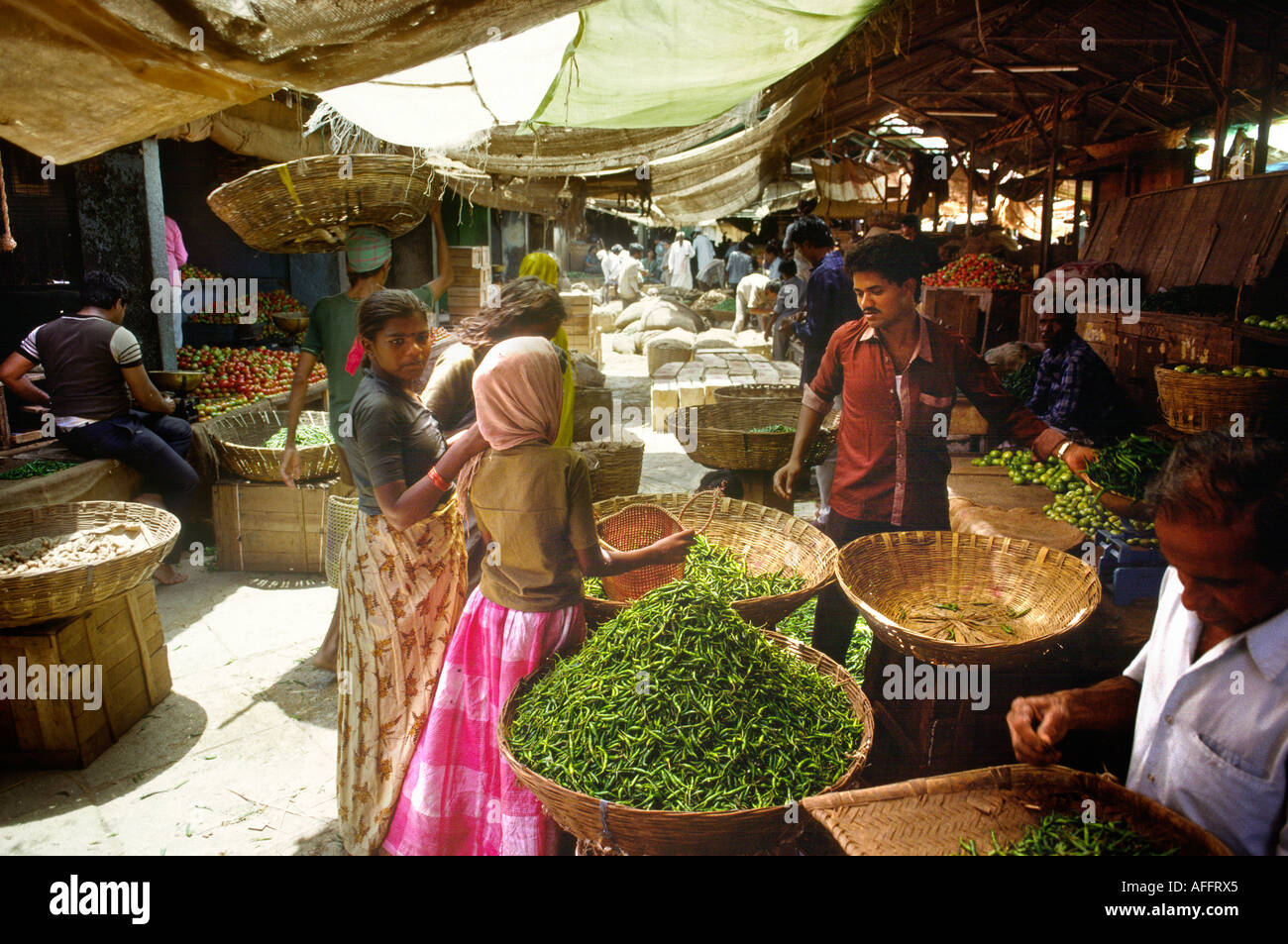 Indien Karnataka Mysore Devarjala Chili Marktstand Stockfoto