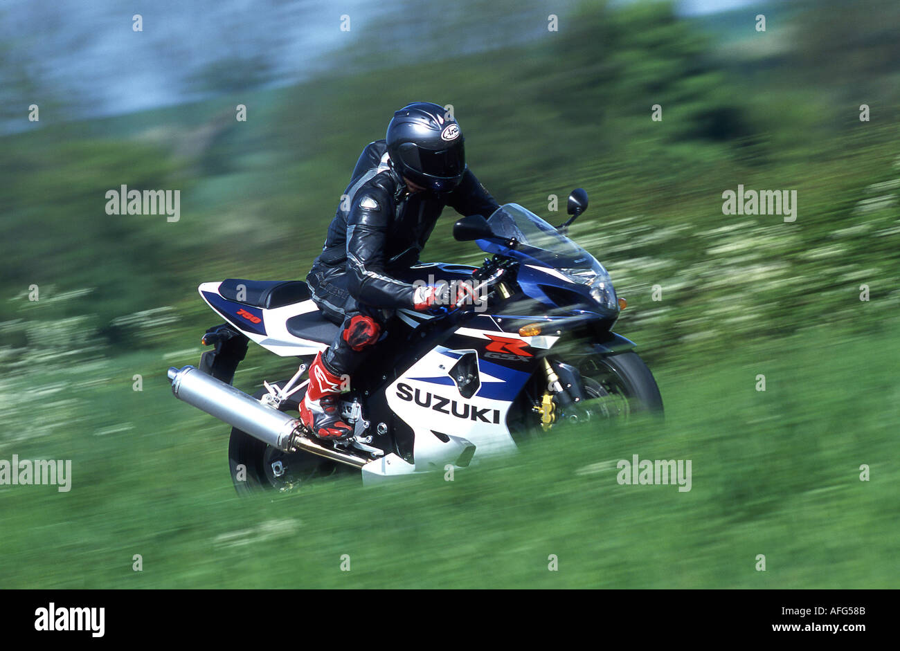 Motorrad fahren auf den Straßen Stockfoto