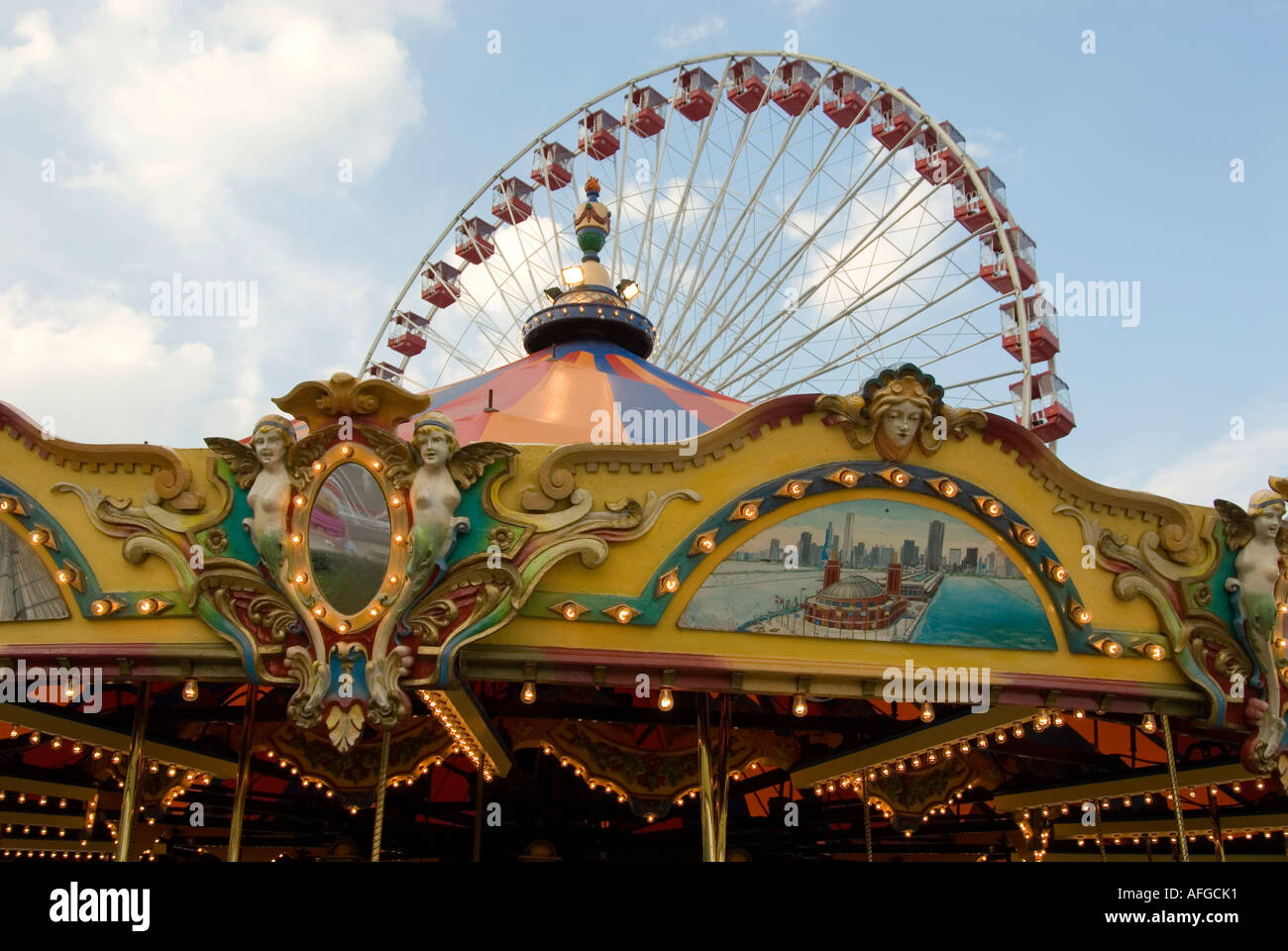Navy Pier Carousel Stockfoto