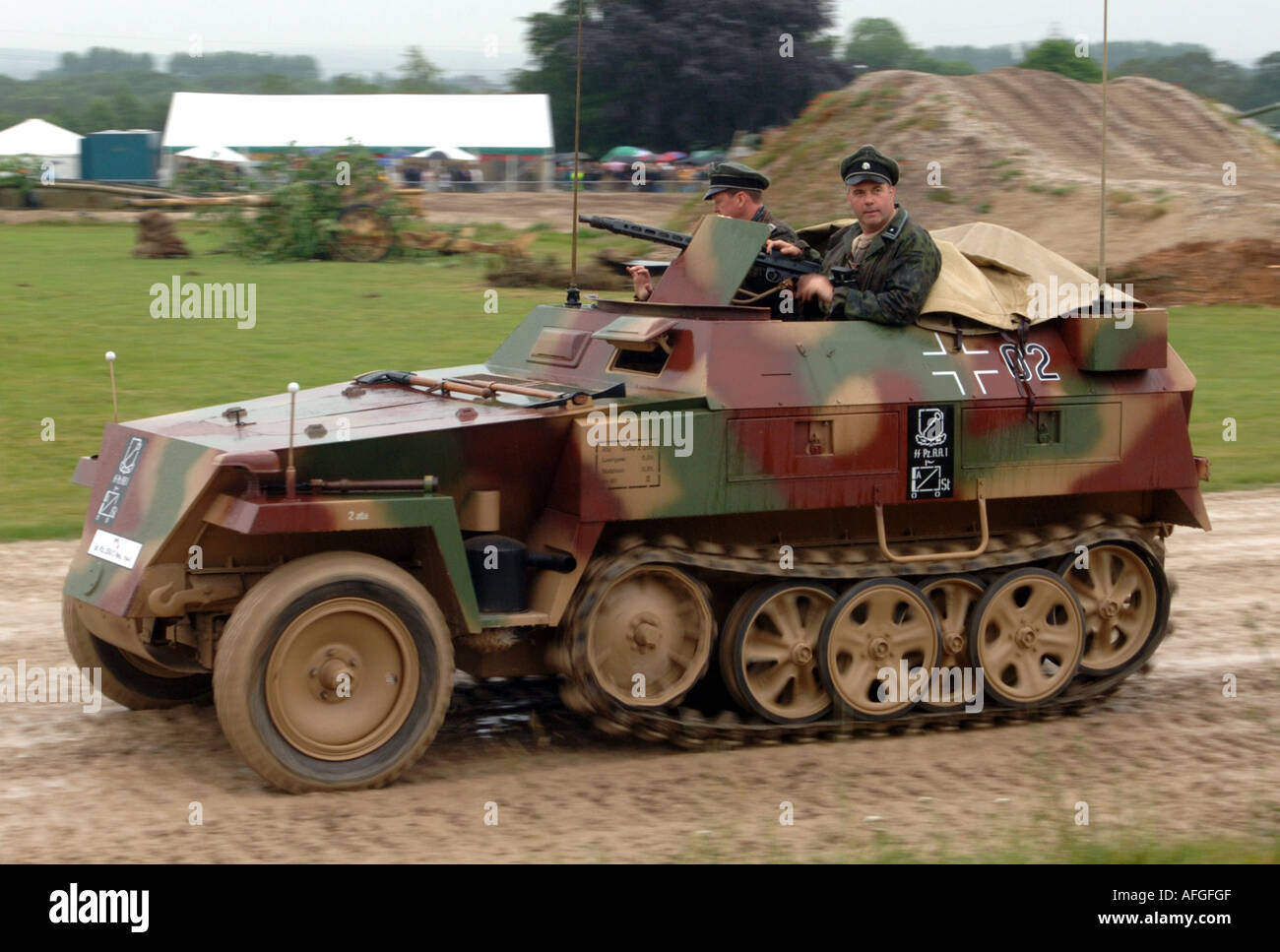 Deutsch 2. Weltkrieg Halftrack in Aktion Stockfoto