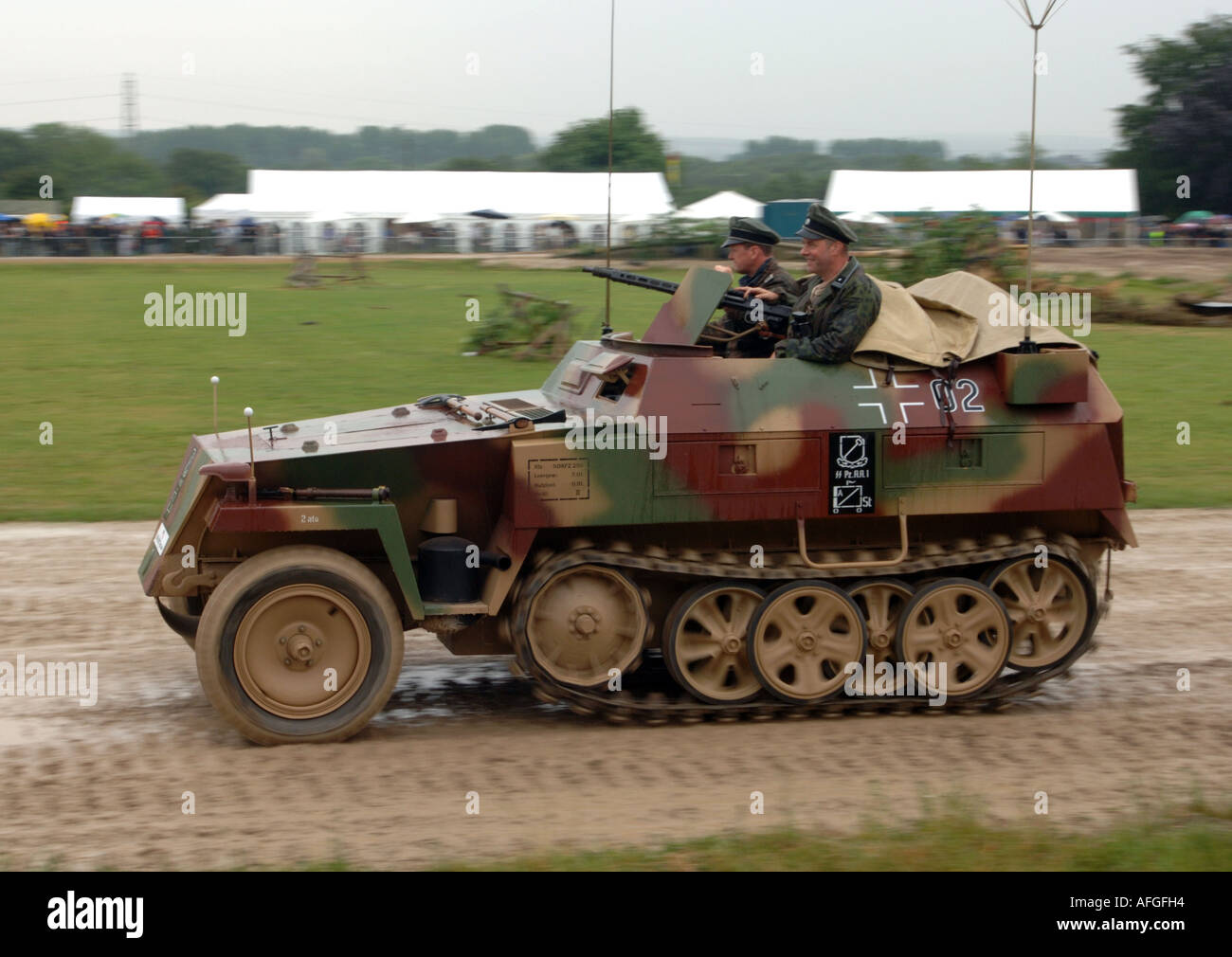 Deutsch 2. Weltkrieg Halftrack in Aktion Stockfoto