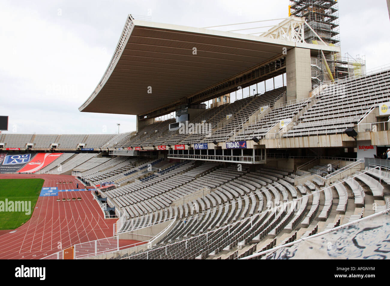 Innenraum des Olympiastadions Barcelona Anella Olimpica Barcelona Spanien Europa Stockfoto