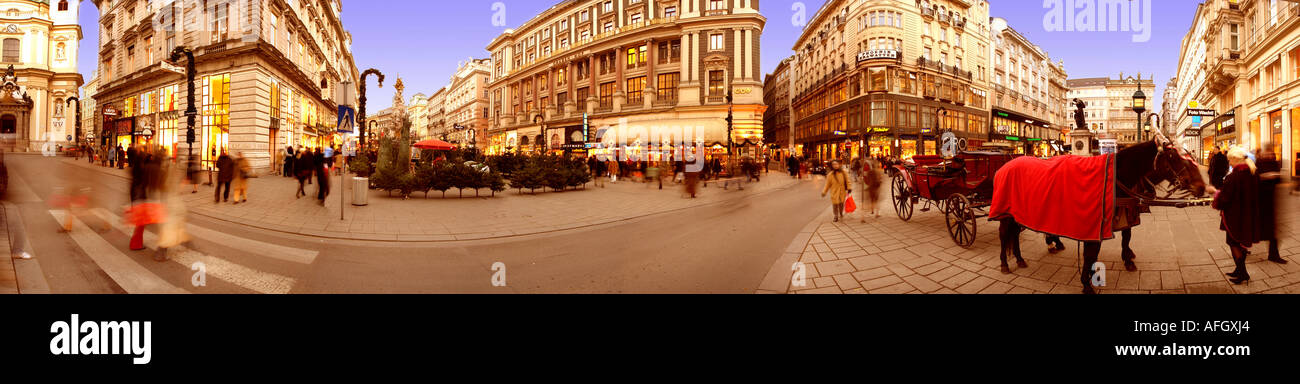 Am Graben in Wien im Zentrum Stadt zu Weihnachten Stockfoto