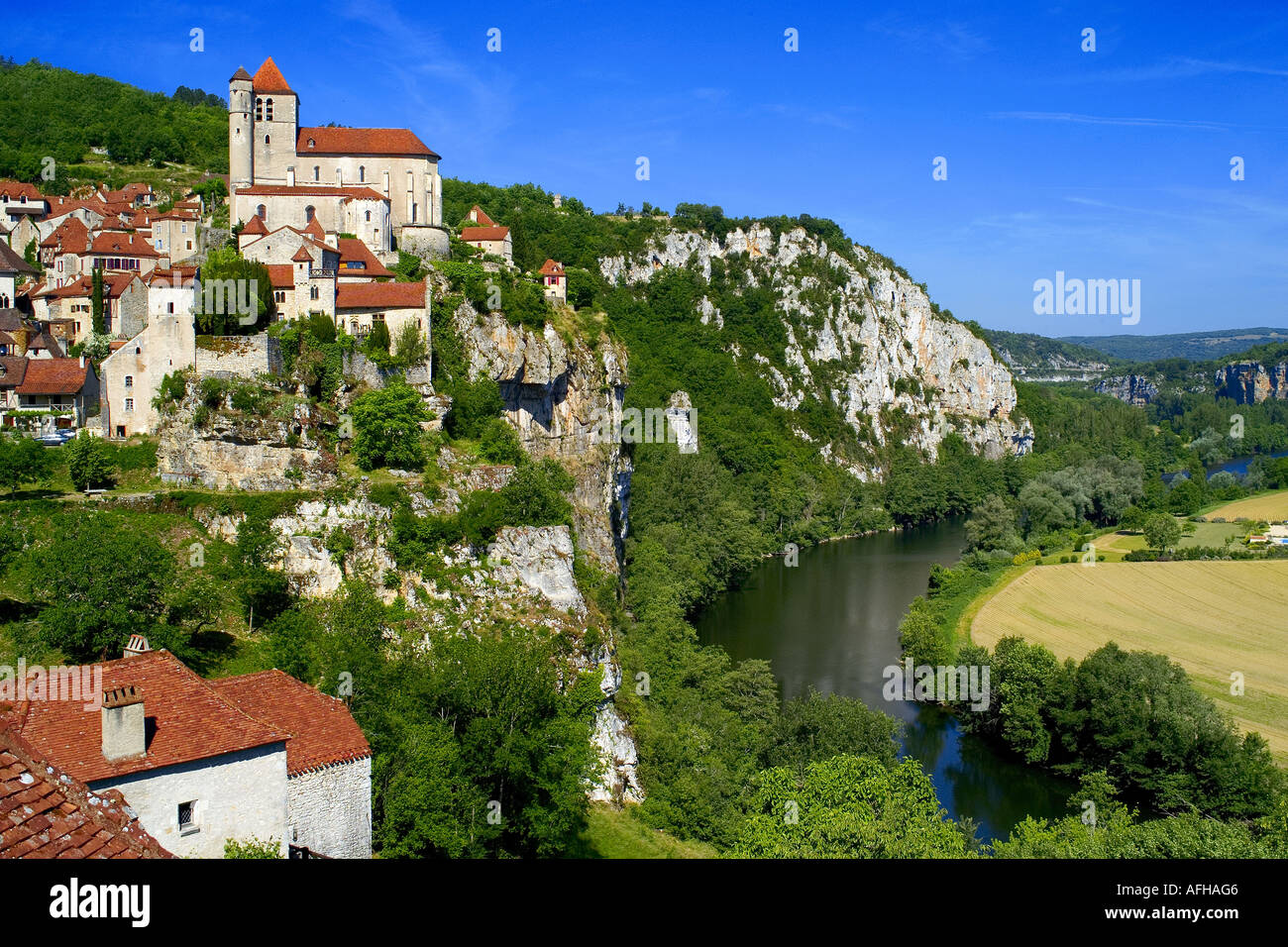 St Cirq Lapopie im Lot-Tal Frankreich Stockfoto