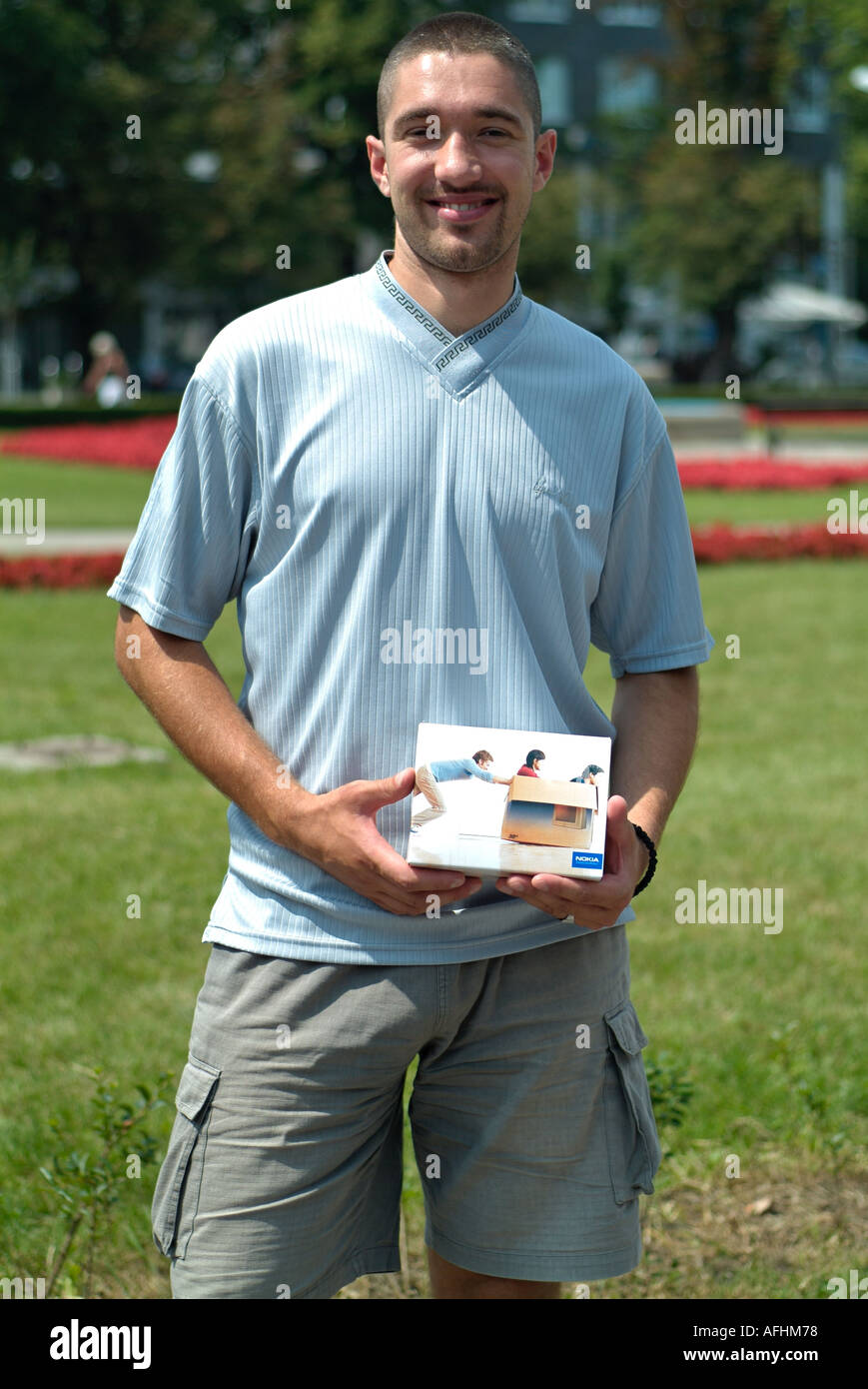 Telefon in einer Box Stockfoto