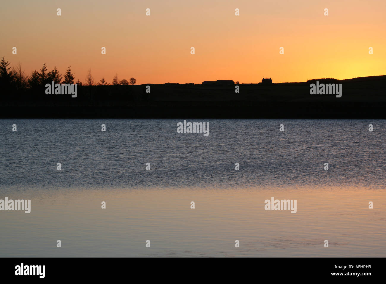 Sonnenaufgang, Redmires Reservoir, Peak District, UK Stockfoto
