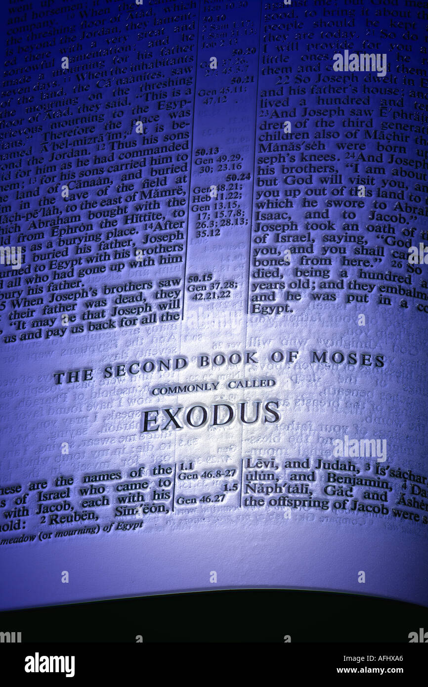 EXODUS Kapitel der Heiligen Schrift Stockfoto