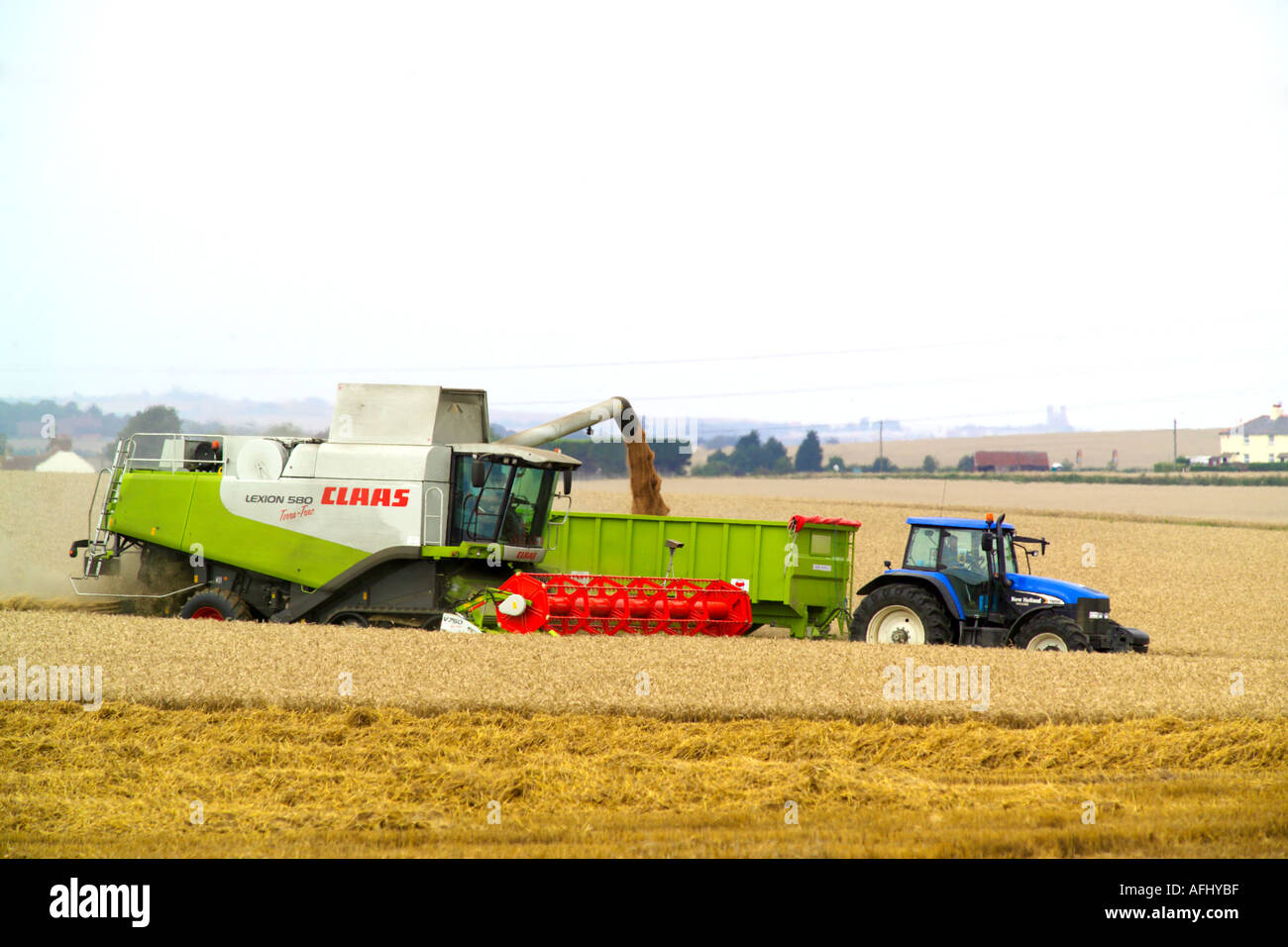 Beim Ernten von Weizen Claas Lexion 580 Terra Trac Mähdrescher Stockfoto