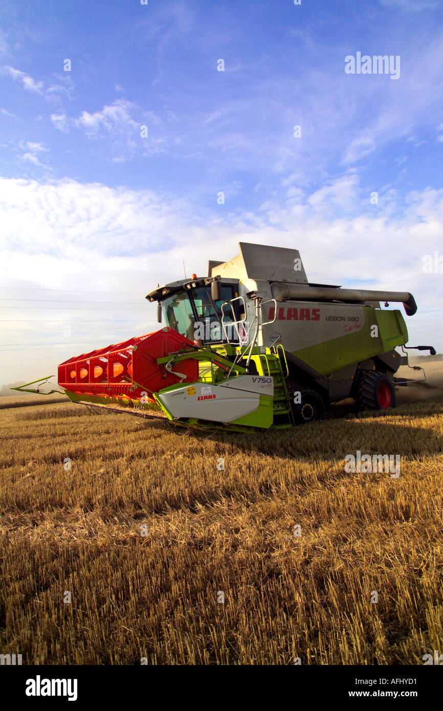 Beim Ernten von Weizen Claas Lexion 580 Terra Trac Mähdrescher Stockfoto