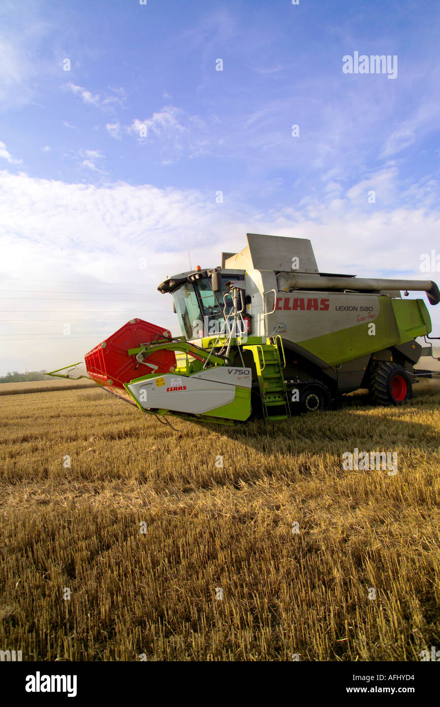 Beim Ernten von Weizen Claas Lexion 580 Terra Trac Mähdrescher Stockfoto