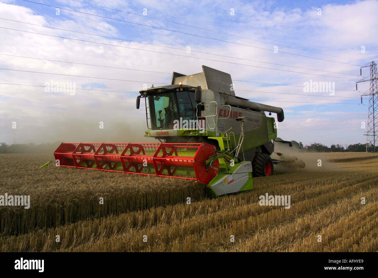 Beim Ernten von Weizen Claas Lexion 580 Terra Trac Mähdrescher Stockfoto