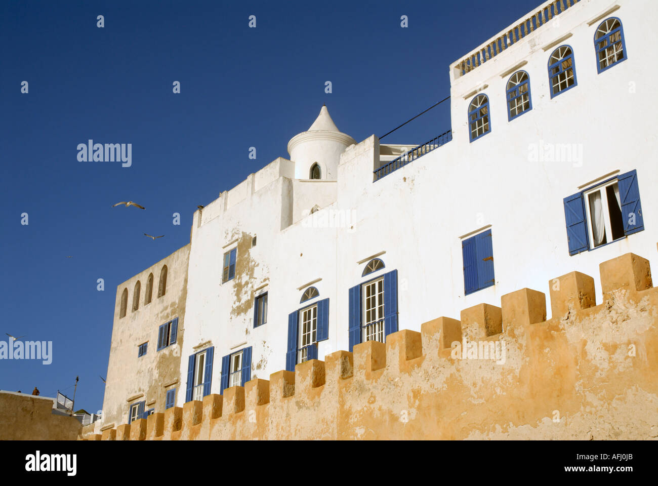 Ansicht der Stadt Burgwall und beherbergt Essaouira Marokko Nordafrika Stockfoto