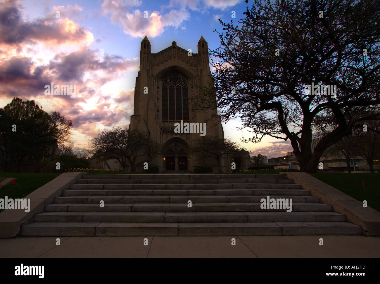 Rockefeller Gedächtniskapelle auf dem Campus der University of Chicago Stockfoto