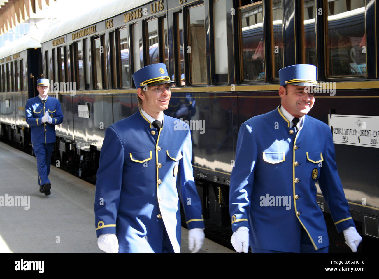 Orient Express-Zug Stewards Stockfoto