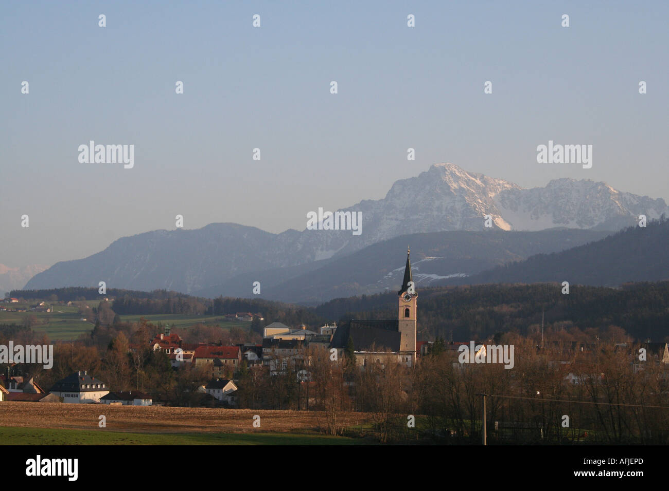 Blick vom Orient-Express in den Alpen Stockfoto